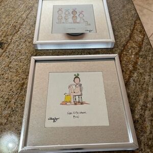 Set of 2 William Logan (1977) Watercolors / Framed and Matted / Mirror Mats